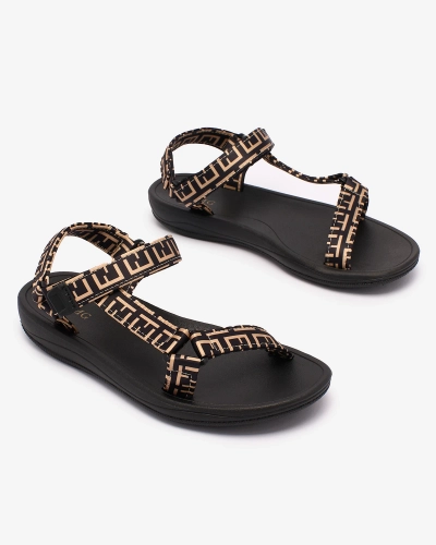 Royalfashion Sandales de sport pour femmes noires et marron avec imprimé Iberifa