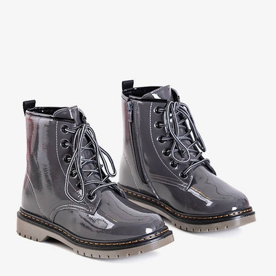 Bottes enfant laquées gris foncé Lesia - Chaussures