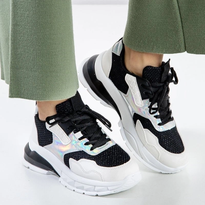 OUTLET Baskets de sport noires pour femmes avec inserts holographiques Agapila - Footwear