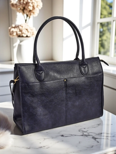 Sac pour femmes Eurydice Premium en cuir écologique bleu 41x31 cm