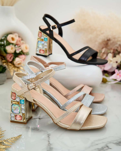 Royalfashion Sandales à talon Solepte strass pour femme