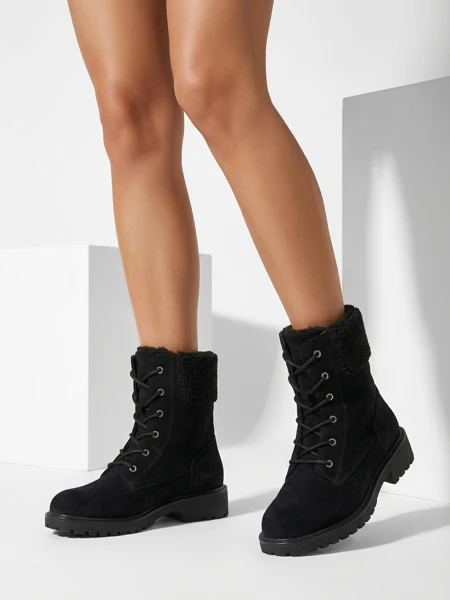 Bottines à lacets pour femmes en daim écologique Trevolla