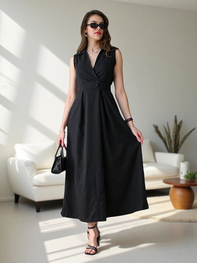Robe sans manches Royalfashion pour femmes avec un décolleté croisé Bizness