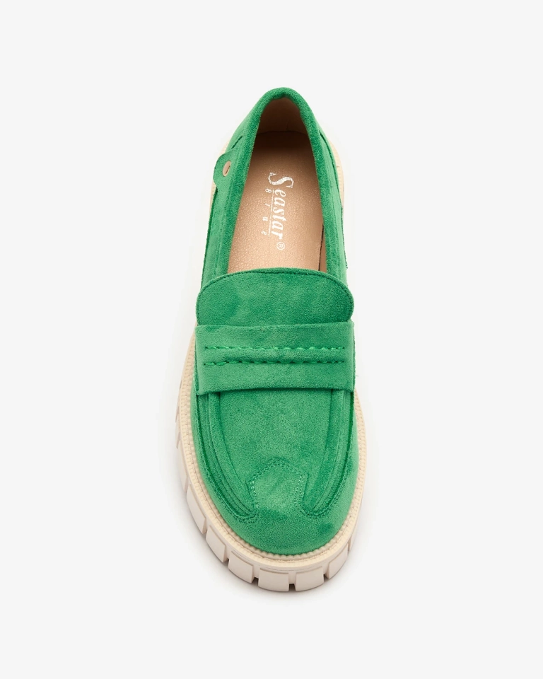 Eco suede green moccasins for women Siherta- Footwear