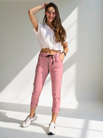 Pantalons skinny en viscose Royalfashion pour femmes avec un lien à la taille
