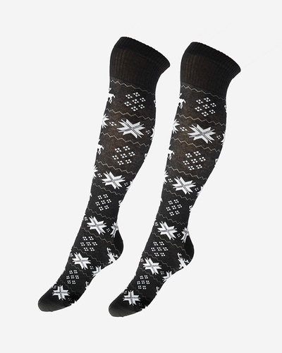 Chaussettes longues de Noël noires pour femmes - Sous-vêtements
