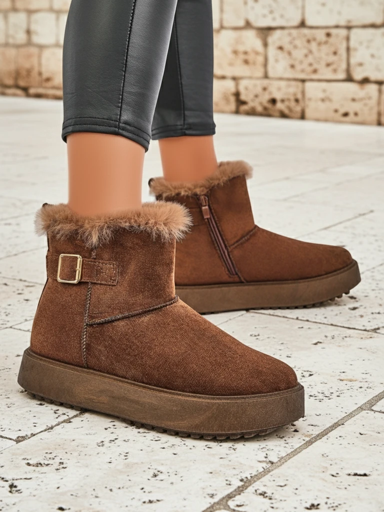 Royalfashion Bottes courtes style bottes de neige pour femmes Winter Crest