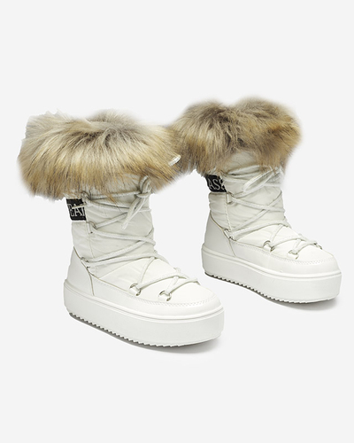 Bottes de neige a'la blanches pour enfants avec fourrure Asika - Chaussures