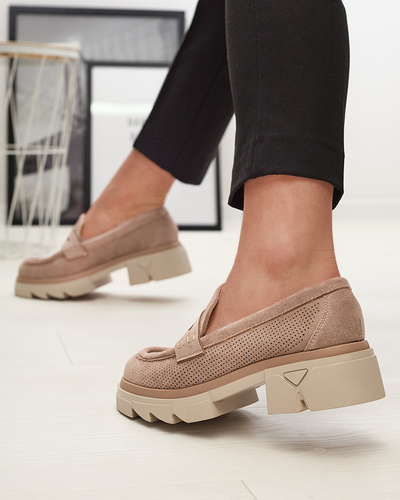 Mocassins ajourés pour femmes, marron clair, sur une semelle solide Ejina - Footwear