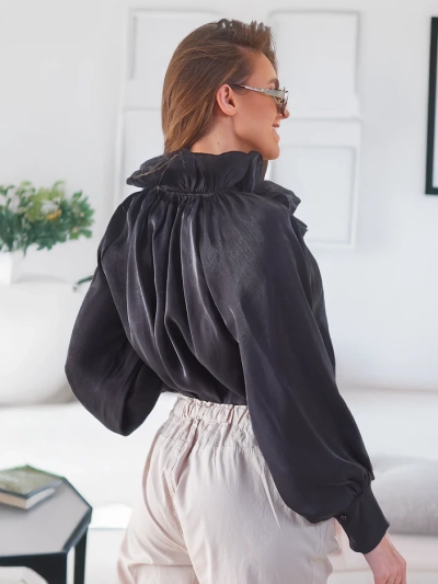 Royalfashion Chemisier brillant pour femmes avec col décoratif