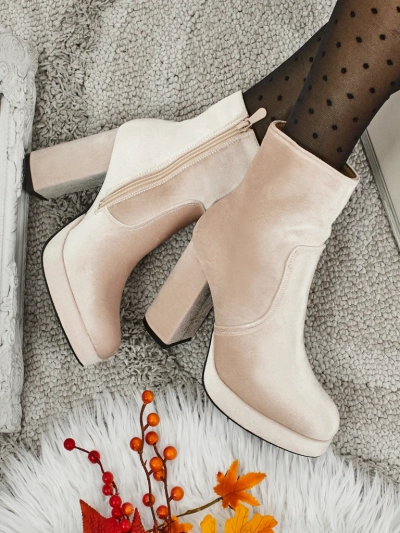 Bottines pour femmes à talons épais imitation velours Miss