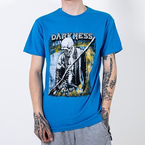 T-shirt homme bleu en coton imprimé - Vêtements