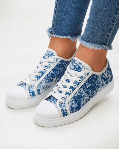 Tennis bleu et blanc à imprimé Denoll- Footwear