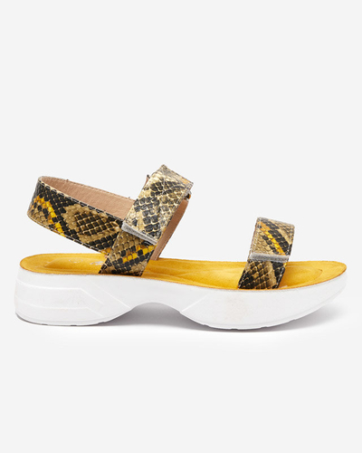 OUTLET Sandales plates pour femmes avec gaufrage a'la peau de serpent Koqi- Footwear