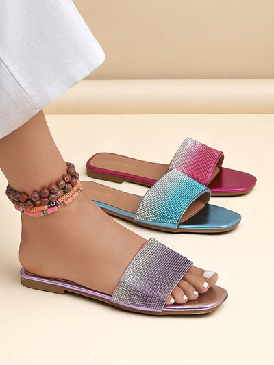 Royalfashion Sandales pour femmes ShinyGlow avec zircons