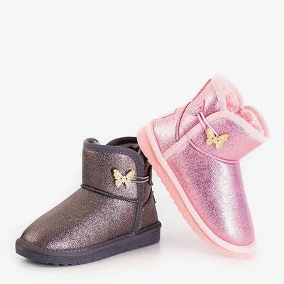 OUTLET Bottes de neige pour enfants gris foncé avec papillon Unabela - Footwear