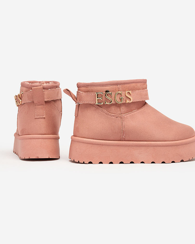 Royalfashion Chaussures pour femmes marron clair a'la bottes de neige avec ornement Parisela