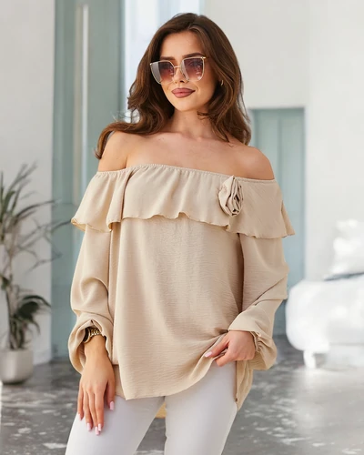 Blouse Royalfashion pour femmes à la mode espagnole avec volants et fleurs