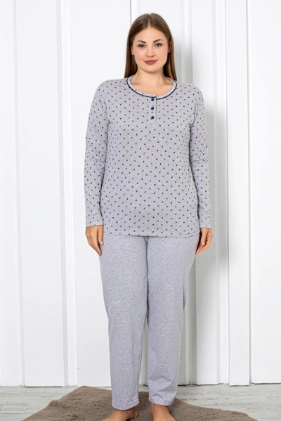 Ensemble de pyjama en coton pour femmes Royalfashion en 2 pièces avec cœurs GRANDE TAILLE