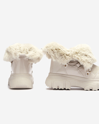 Bottes de neige beige à lacets pour femmes Fentes- Footwear