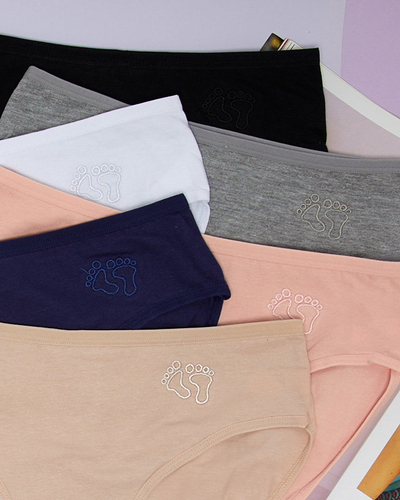 Ensemble de culottes en coton pour femmes avec pieds brodés 6 / paquet - Sous-vêtements