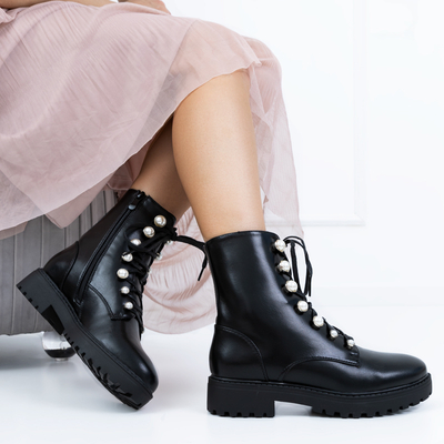 Bottines noires pour femmes avec perles Lumines - Chaussures