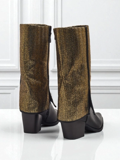 Bottines femme en cuir écologique à talons épais avec tige ornementale Virelia