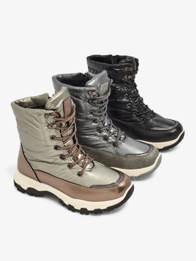 Bottines pour Femmes Aurora Argentées Écologiques Décontractées pour l'Hiver