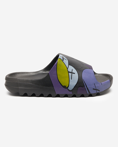 OUTLET Chaussons pour femmes en caoutchouc noir avec imprimé Pfizz-footwear