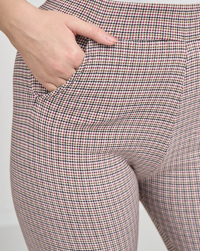 Treggings à carreaux marron et noir pour femmes - Vêtements