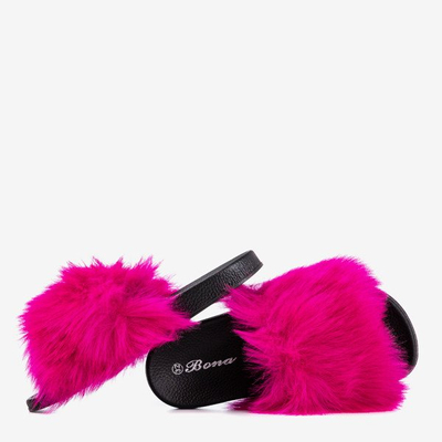 Chaussons pour enfants fuchsia avec fourrure Miaue - Chaussures 1