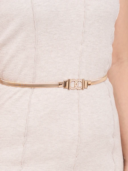 Aurelia Roma – Ceinture fine dorée pour femme en métal avec boucle décorative