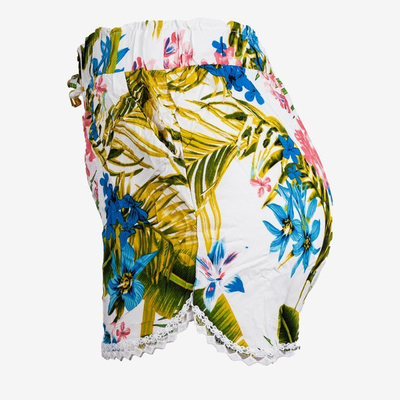 Short court blanc à fleurs pour femmes - Pantalon 1