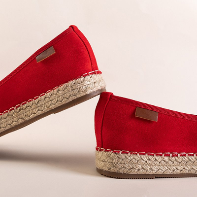 Espadrilles femme rouges à talons plats Anatola - Chaussures