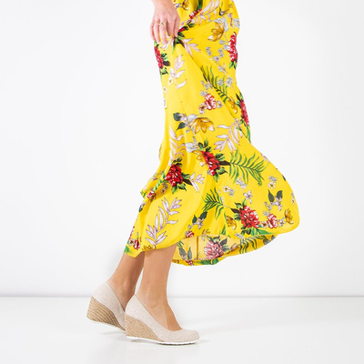 Robe longue fleurie jaune - Vêtements