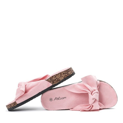 OUTLET Chaussons roses avec un nœud Montiana - Chaussures