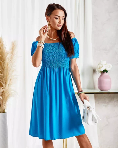 Royalfashion Mini robe femme turquoise a'la hiszpanka