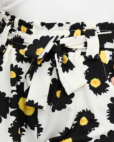 Short court textile femme noir à motifs avec fleurs - Vêtements