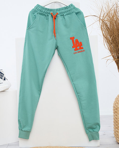 Pantalon de jogging femme vert avec patch coloré - Vêtements