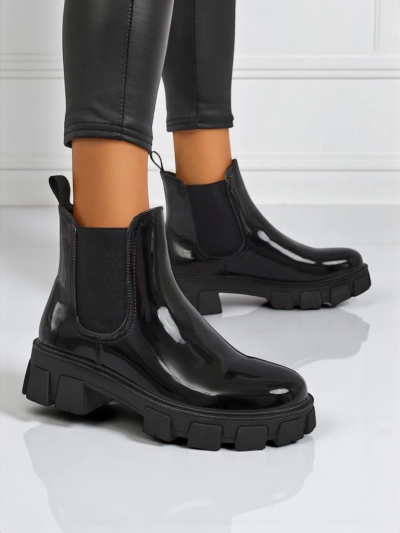 Royalfashion Bottines à semelle massive en cuir écologique verni Calista Weide