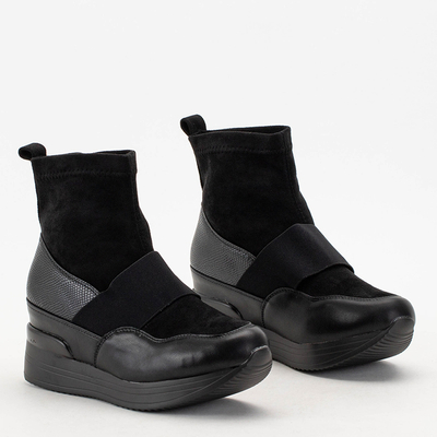 Bottines slip-on femme noires avec embossage Keleda - Chaussures
