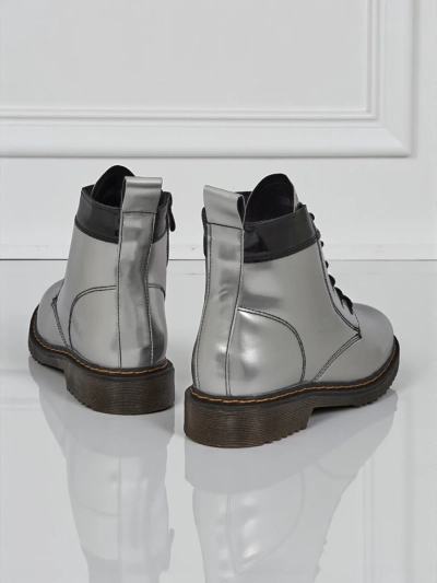 Bottines argentées pour femmes Celestina Eco Cuir Verni avec fermeture éclair