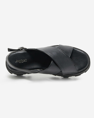 Sandales noires pour femme à semelle épaisse Denidas - Shoes