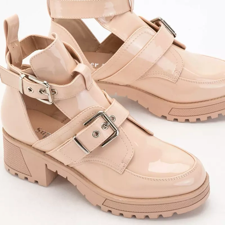 OUTLET Boots femme beiges embossées Lerika - Chaussures