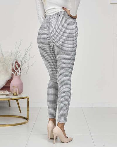 Treggings à carreaux gris-noir pour femmes- Vêtements