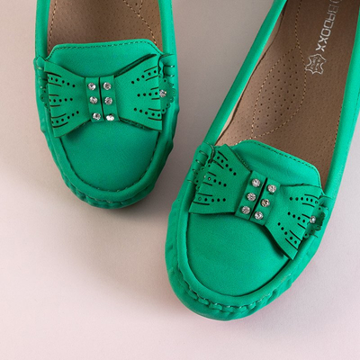 Mocassins femme verts avec nœud Linari - Footwear
