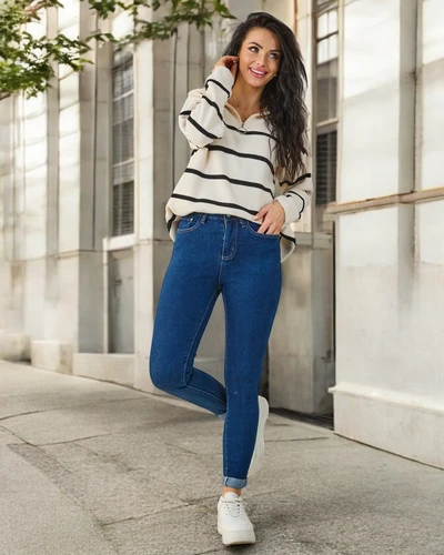 Royalfashion Jean skinny en coton pour femmes