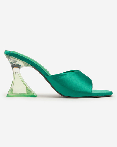 OUTLET Royalfashion Tongs vert foncé pour femme avec talon transparent Cokkos