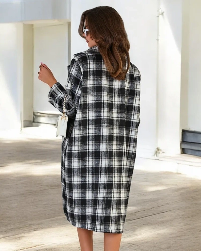 Royalfashion Manteau à carreaux pour femme