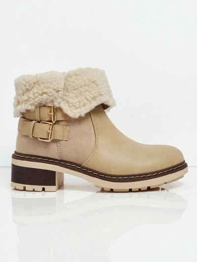 Botki damskie eko skórzane z kożuszkiem Kavira